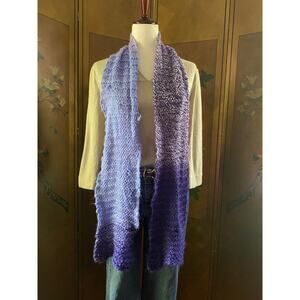 Handmade crochet long scarf with purple ombré effect